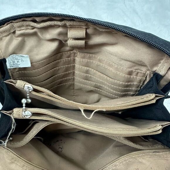 Baggallini Multicompartment Mini Crossbody Bag Purse Solid Black Nylon Travel - Picture 5 of 10